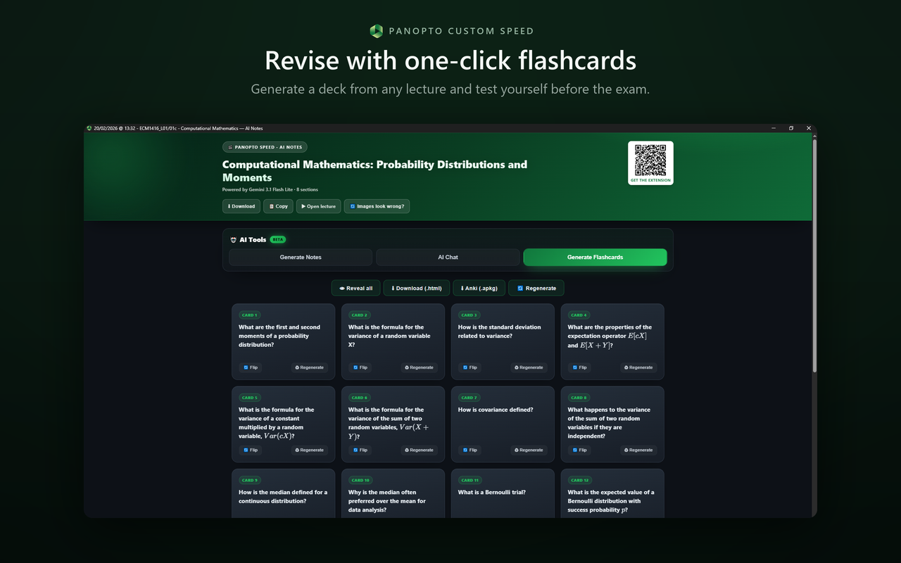 A deck of AI-generated flashcards with Anki export